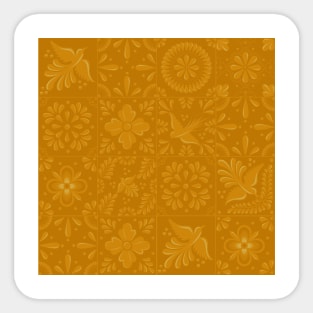 Mexican Honey Mustard Talavera Tile Pattern by Akbaly Sticker